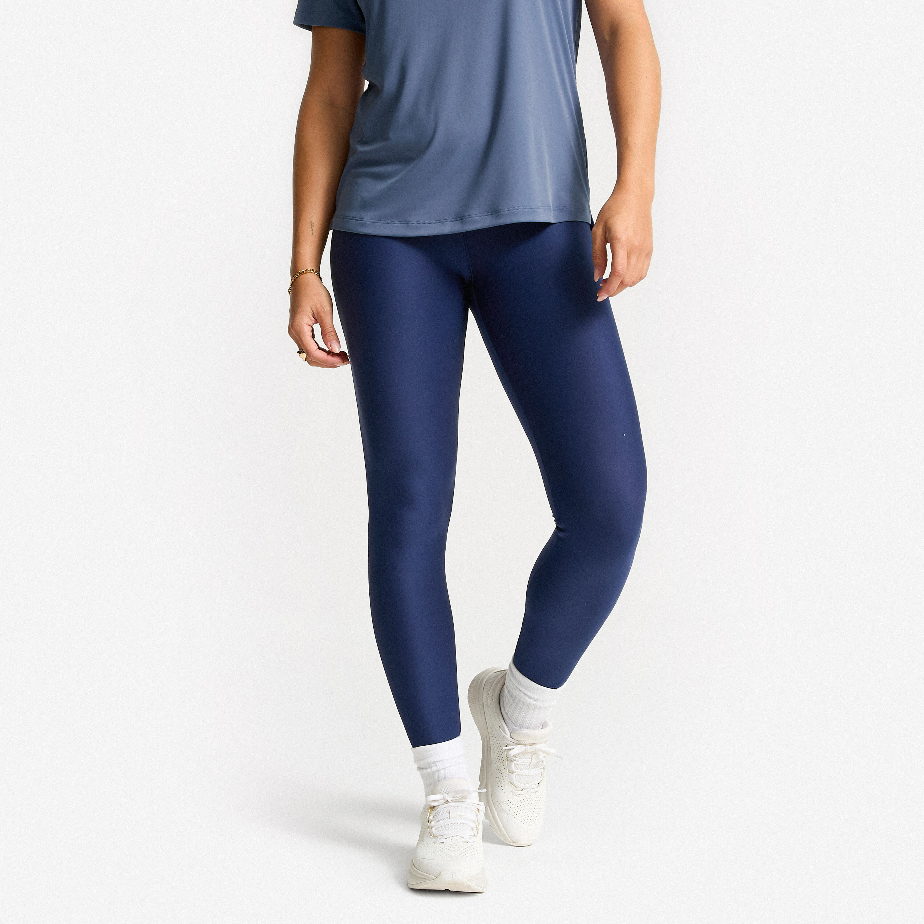 DOMYOS Leggings de Fitness Cintura Subida Mulher, azul marinho